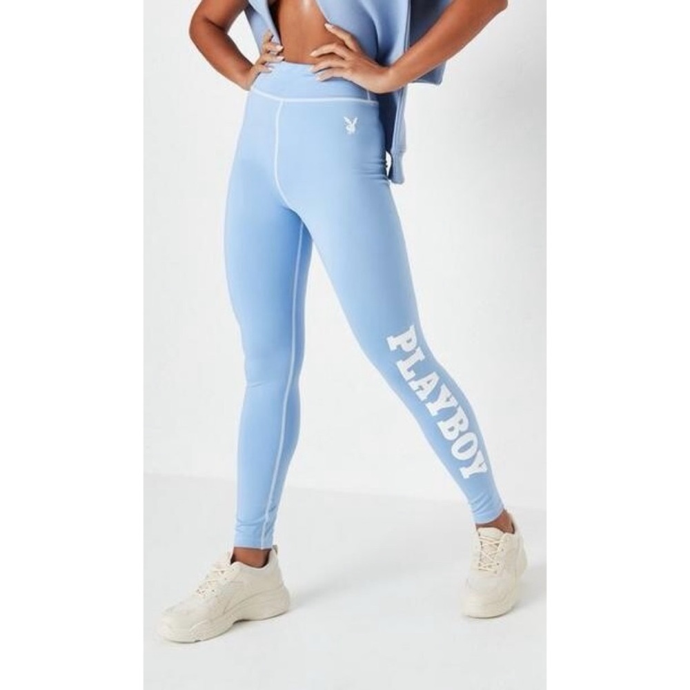 NWT Missguided x Playboy Logo Blue Leggings